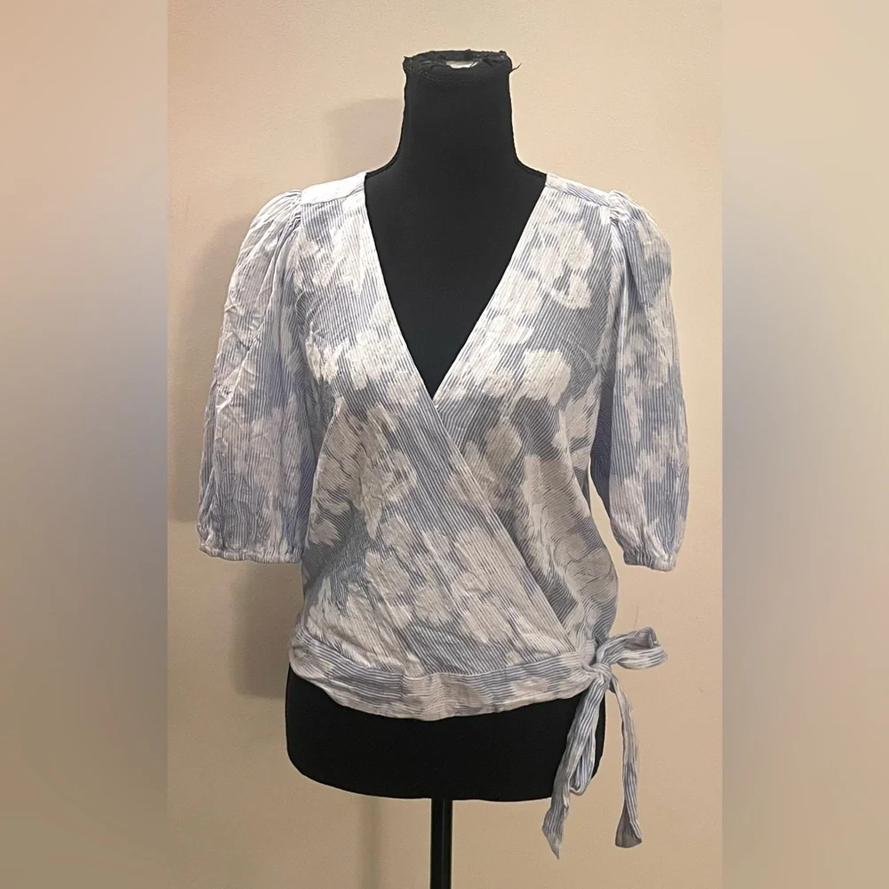 Banana Republic- Floral Puff-Sleeve Cropped Top Size L